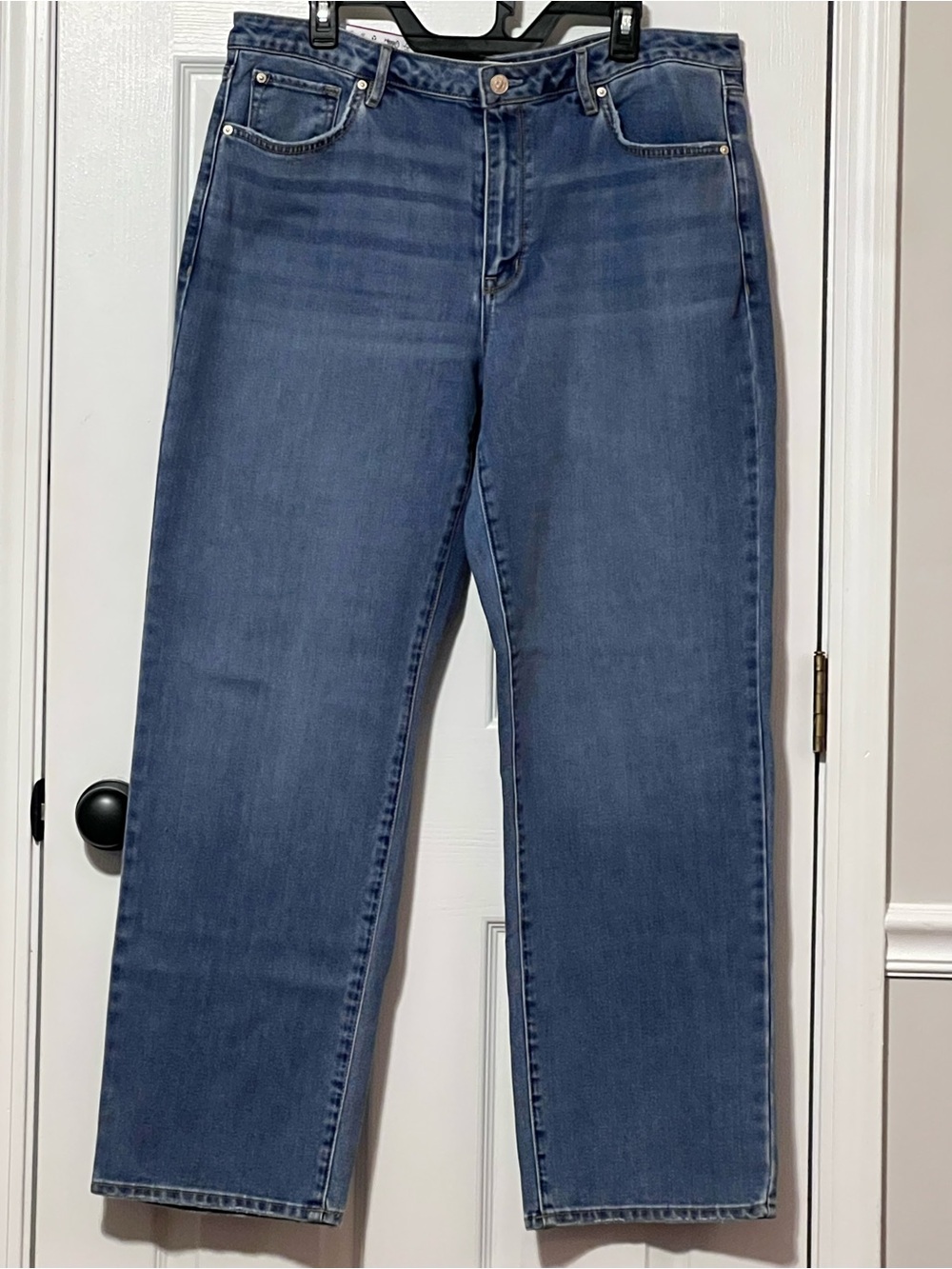 Seven7 NWT High Rise Loose Straight Leg Jeans Size 14 Medium Wash